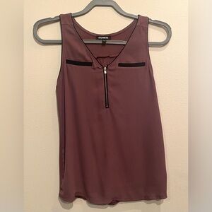 Express Purple Sleeveless Tank Top with Zipper Detail